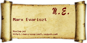 Marx Evariszt névjegykártya